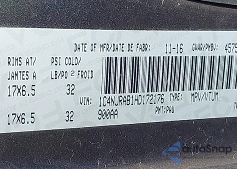 2017 Jeep Patriot Sport/North из США, поврежденный, VIN 1C4NJRAB1HD172176